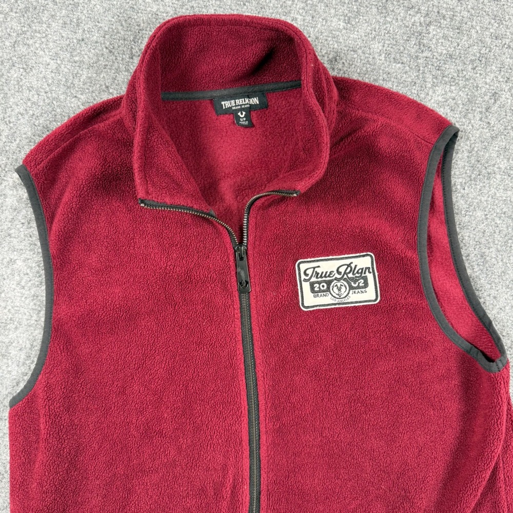 True Religion Vest Small Red Brand Jeans Fleece Full‎ Zip Polar Fleece Men's